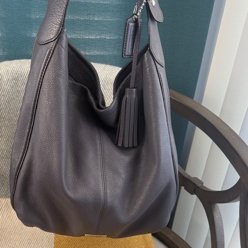 Coach Dark Gray Leather Hobo Bag - Picture 4 of 7